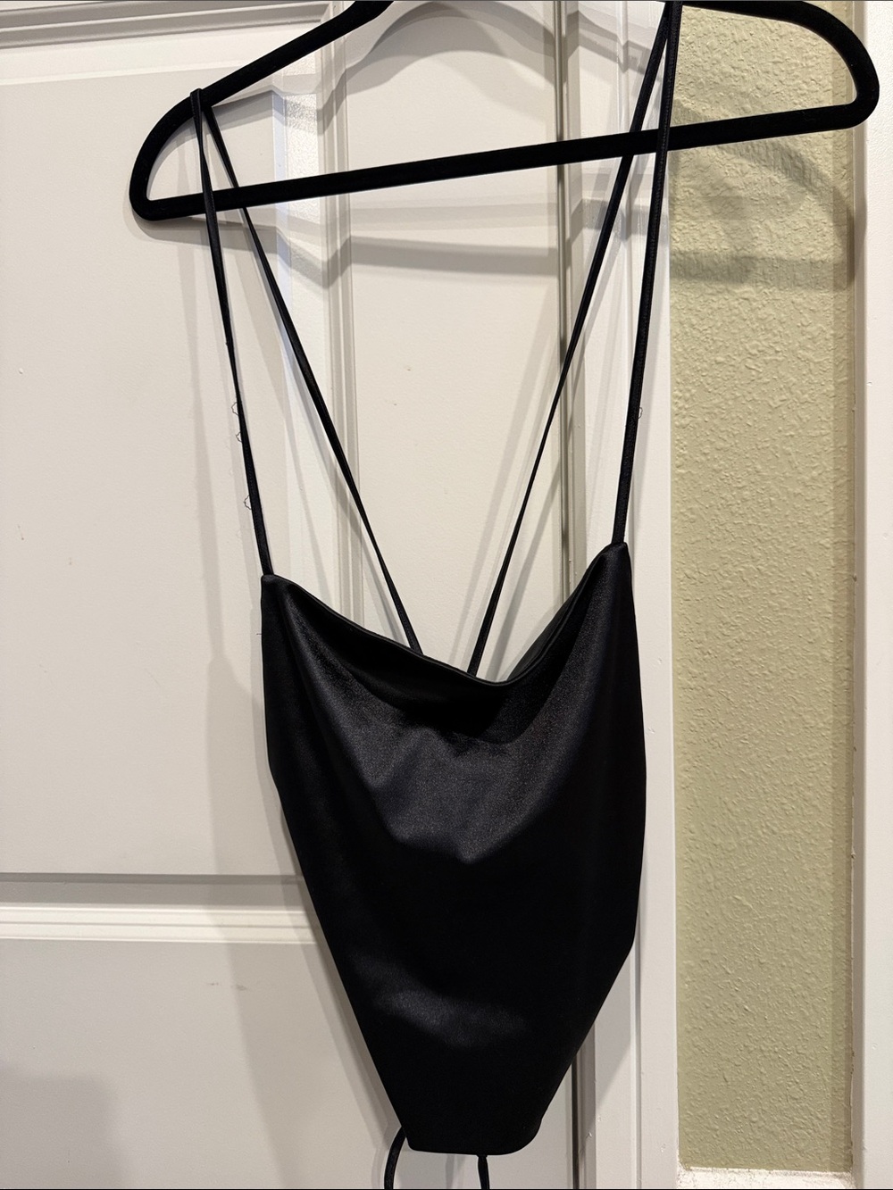 Black Strappy Cowl Neck Bodysuit